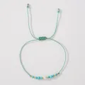 Handmade turquoise stone and pearl adjustable string bracelet for women with gold beads - Mint Green