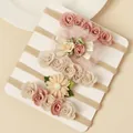 Ensemble de bandeaux pour bébé en nylon souple avec d'élégantes fleurs et roses en tissu - Multi-Pack (Avec Carte d'Affichage)