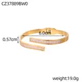 Elegant gold-plated spring bangle featuring sparkling rectangular crystal pavé stones. - Double Layer Staggered Rhinestone Style (CZ37889BW0)