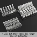 Heavy duty 32pcs stainless steel laundry clips set with large quilt and clothes pegs - Value Set【6 Quilt Clips+6 Hanger Clips+20 Clothes Pegs】