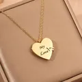Elegant gold plated stainless steel heart locket necklace with My Love engraving - Lover Style / 40cm+5cm / Gold