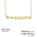 Gold stainless steel yoga chakra necklace with multi-colored stones and dimensions. - Horizontal Colorful Stone 7 Chakras (Style B) / Gold