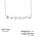 Silver yoga chakra 7 element 304 stainless steel necklace featuring colored gemstones - Horizontal Colorful Stone 7 Chakras (Style B) / Steel