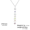 Silver stainless steel yoga chakra pendant necklace with 7 colorful stones variant - Vertical Colorful Stone 7 Chakras (Style C) / Steel