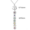 Silver 304 stainless steel 7 Chakra Yoga Om pendant necklace featuring colorful stones - Om Symbol Vertical Colorful Stone 7 Chakras (Style D) / Steel