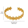 Elegant gold flower cuff bracelet for summer beach style with 58mm inner diameter size - Gold 1-Flower Bracelet