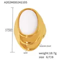 French style opal stainless steel water ripple ring with 18k gold plated finish - US 6 / Gold Opal Ring (A202)
