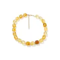 Amber yellow geometric square resin beaded necklace for women with adjustable chain - Crystal Yellow