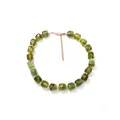Elegant green translucent resin square bead necklace with a gold adjustable extender chain - Green