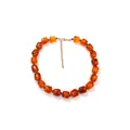 Stylish amber orange resin square bead necklace with gold extension chain for women - Crystal Amber Color