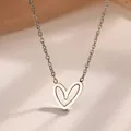 Minimalist silver heart necklace crafted from 18k gold plated stainless steel alloy - Silver Necklace