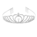 Elegant silver crystal bridal tiara crown with heart pattern for weddings and parties - 19 Silver White