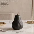 Décoration poire moderne en céramique noire avec texture nervurée et tige dorée - Poire à Rayures Fines / S / Noir