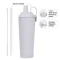 830 ml geïsoleerde roestvrijstalen beker met breed rietje en magnetisch handvat lichtgrijs - 830ml / Lichtgrijs