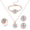Elegante set di gioielli placcati oro rosa con collana halo, bracciale e orecchini - Set di Gioielli da 4 Pezzi Halo Tondo (5526301)