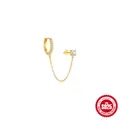 S925 sterling zilveren vergulde ketting oorbel stud set met sprankelende zirconia - Micro-Pave Gekoppelde Ring Stijl (6279560978988)