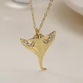 Elegant gold plated manta ray pendant necklace with sparkling zirconia stones for women - Style 26011