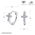 Technical specifications of S925 sterling silver cross hoop earrings with zircon stones - 925 Silver / 925 Silver White Gold Plated