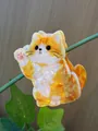 Pince à cheveux mignonne en forme de chat roux et blanc avec une finition marbrée. - Style Chat Marbré Orange et Blanc (1)