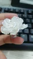 Elegant large white resin flower adjustable ring with silver band and gold stamens - Double Flower Ring (X2414) / Adjustable Open / White