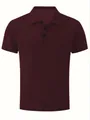 Close-up detail of a men's burgundy ice silk mesh polo shirt with classic shirt collar - Burgundy
