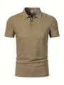 Khaki men's mesh polo shirt with breathable ice silk fabric and classic collar - Khaki