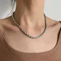Minimalistische silberne Titanstahl-Seilkette für Damen, stilvolles gedrehtes Design - Seilkette Halskette (XL8183Y)