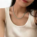 Elegante silberne Halskette aus Titanstahl mit einem minimalistischen Seildesign - Seilkette Halskette (XL8182Y)