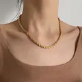 Hochwertige vergoldete Edelstahl-Kordelkette mit elegantem minimalistischem Design - Seilkette Halskette (XL8183J)