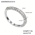 Bague d'éternité élégante en acier inoxydable et zircon, largeur 0,3 cm, 1,5 g - A680 - Bague Couleur Acier Sertie De Zircon Blanc. / Taille 7