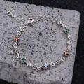 Bracelet élégant en argent vintage avec zircons colorés et motifs floraux - Style d'Anneau Arabesque Vintage (SL0204) / Argent antique