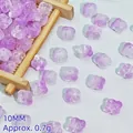 Detailed view of 10mm translucent purple glass flower beads for DIY hair jewelry - Light Purple (L347#)