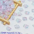 Detail showing 10mm translucent flower-shaped beads for DIY hair ornament crafting - Pink Blue (L349#)