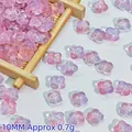 Macro detail showing 10mm pink and purple translucent flower beads for DIY crafts - Pink Purple (L350#)