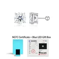 Elegante S925 Sterling Silber Labor-Diamant-Ohrstecker mit blauer LED-Geschenkbox - 5m-14m / Silbergefasster Labordiamant 4-Krappen-Stil (50 Punkte) mit Zertifikat und Geschenkbox