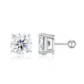 Klassische S925 Sterling Silber Ohrstecker mit vier Krappenfassung und Rundschliff-Stein - 5m-14m / S925 Silber Moissanit 4-Krappen-Stil (50 Punkte)