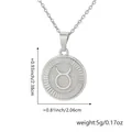 Pendentif zodiaque Taureau en argent avec mesures de taille et de poids précises - Taureau / Pendentif Uniquement (Sans Chaîne) / Platine