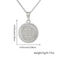 Collier pendentif pièce signe du zodiaque Gémeaux en argent avec dimensions et poids - Gémeaux / Pendentif Uniquement (Sans Chaîne) / Platine
