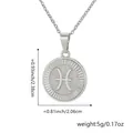 Collier pendentif signe du zodiaque Poissons argenté avec mesures de taille et poids - Poissons / Pendentif Uniquement (Sans Chaîne) / Platine