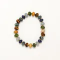Macro detail of a vibrant rainbow necklace featuring colorful abacus beads and gold spacers - Elastic Bracelet / Bracelet (16cm Elastic Thread) / Camouflage Tiger Eye