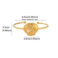 Detailed dimensions of gold titanium steel ocean-themed open bangle with shell motif - Gold Shell Starfish Artificial Pearl (G122560) / Gold
