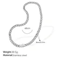 Zilveren roestvrijstalen schakelketting, 48 cm lang, 8 mm breed - Zilveren Halsketting (XL105S)