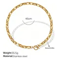 Vergulde roestvrijstalen schakelketting met T-sluiting, 45 cm lang, 9 mm brede schakels. - Gouden Halsketting (XL143G)