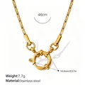 Vintage gouden roestvrijstalen ketting detail, 46cm lengte, 7,7g gewicht, ronde sluiting - Gouden Halsketting (XL477G)