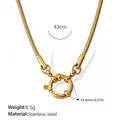 Goudvergulde roestvrijstalen slangenketting met een opvallende veerringsluiting - Gouden Halsketting (XL480G)