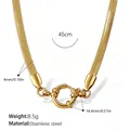 Elegante vintage vergulde roestvrijstalen slangenketting met ronde veerring sluiting detail - Gouden Halsketting (XL481G)
