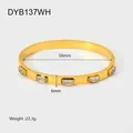18K gold plated stainless steel bracelet with rectangular zircon stones, 58mm size - Rectangular Clear Zirconia Style (DYB137WH)