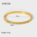 Geometric zircon stainless steel 18K gold plated bangle in an elegant gold finish - Seven Clear Zirconia Style (DYB136)