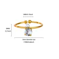 Detailed dimensions of gold open ring with pearl and cubic zirconia setting - Adjustable Open / Main Diamond Pearl Style (G127825G-1)