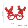 Red glittery reindeer antler glasses frame for Christmas party photo props 17cm - Red Small Deer